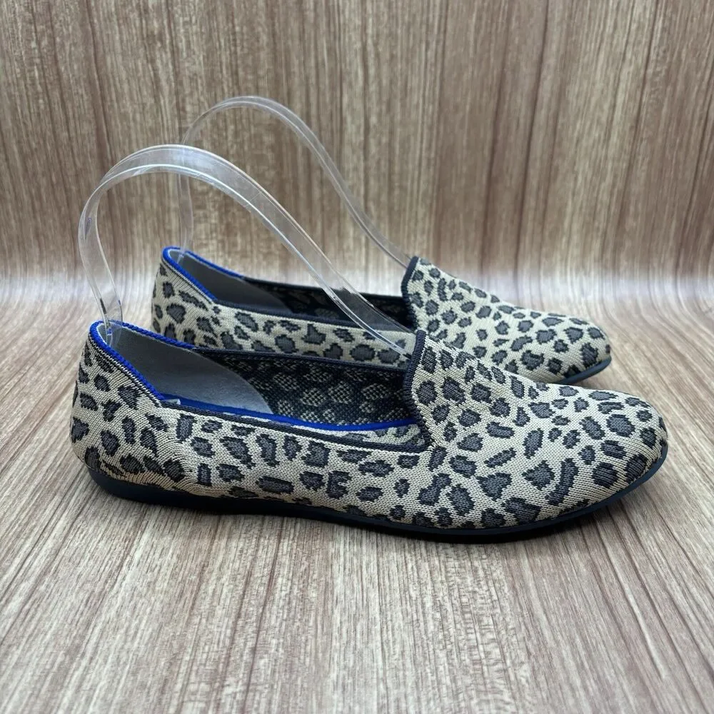 Rothy's THE LOAFER Spotted Leopard Print Flats Retired Blue Halo Women's Size 7